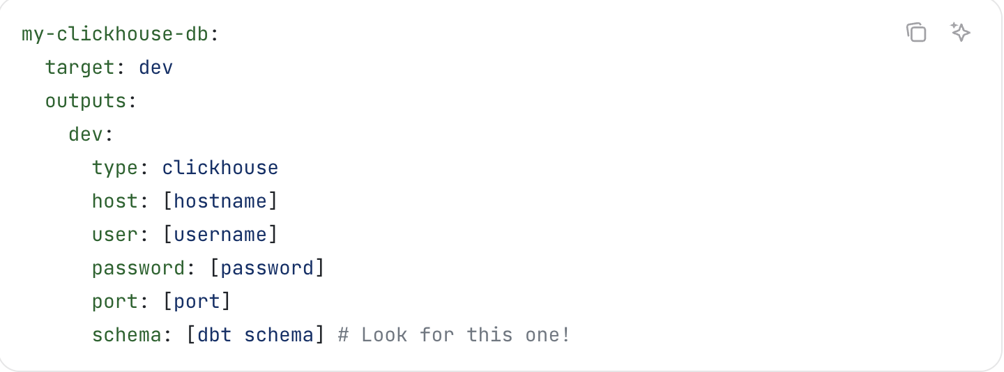 При�мер конфигурации profiles.yml для проекта lightdash-clickhouse